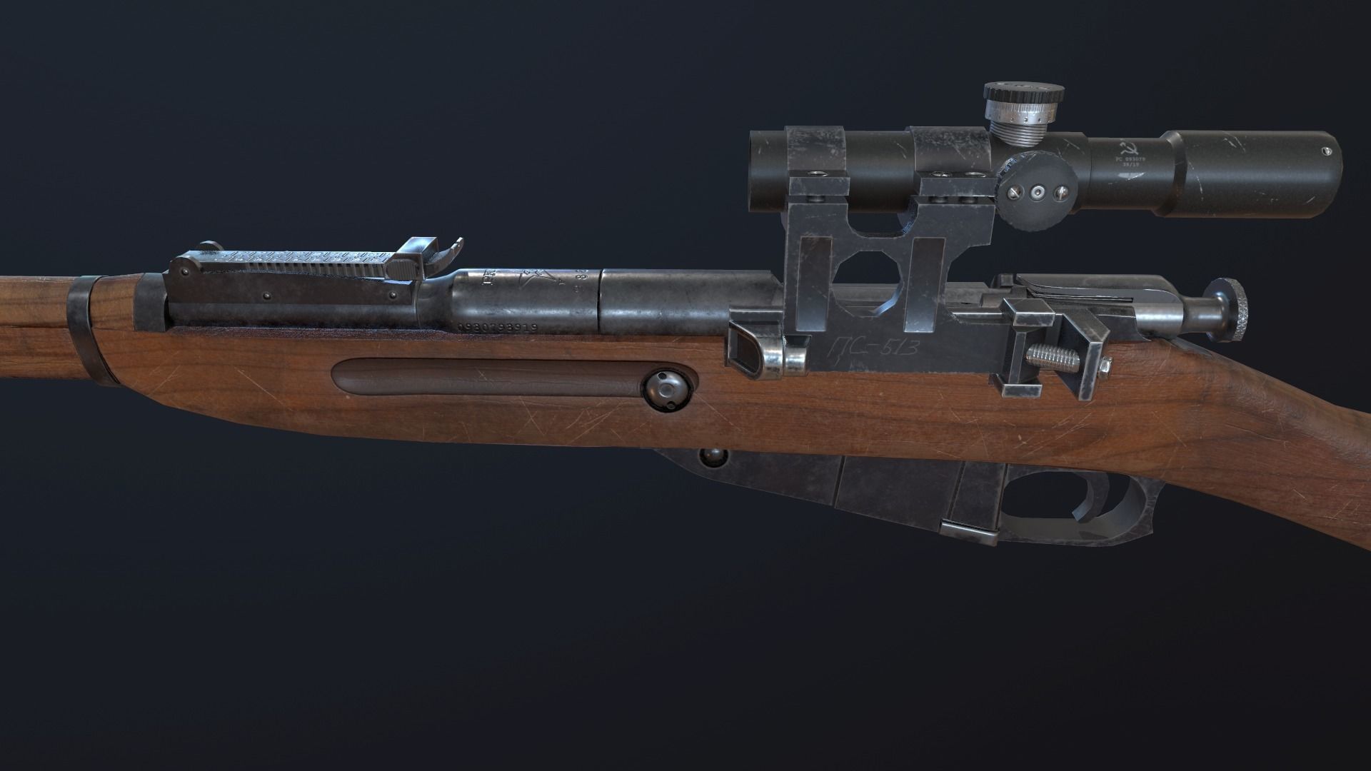 Soviet Mosin-Nagant M38 Low-poly 3D model_11