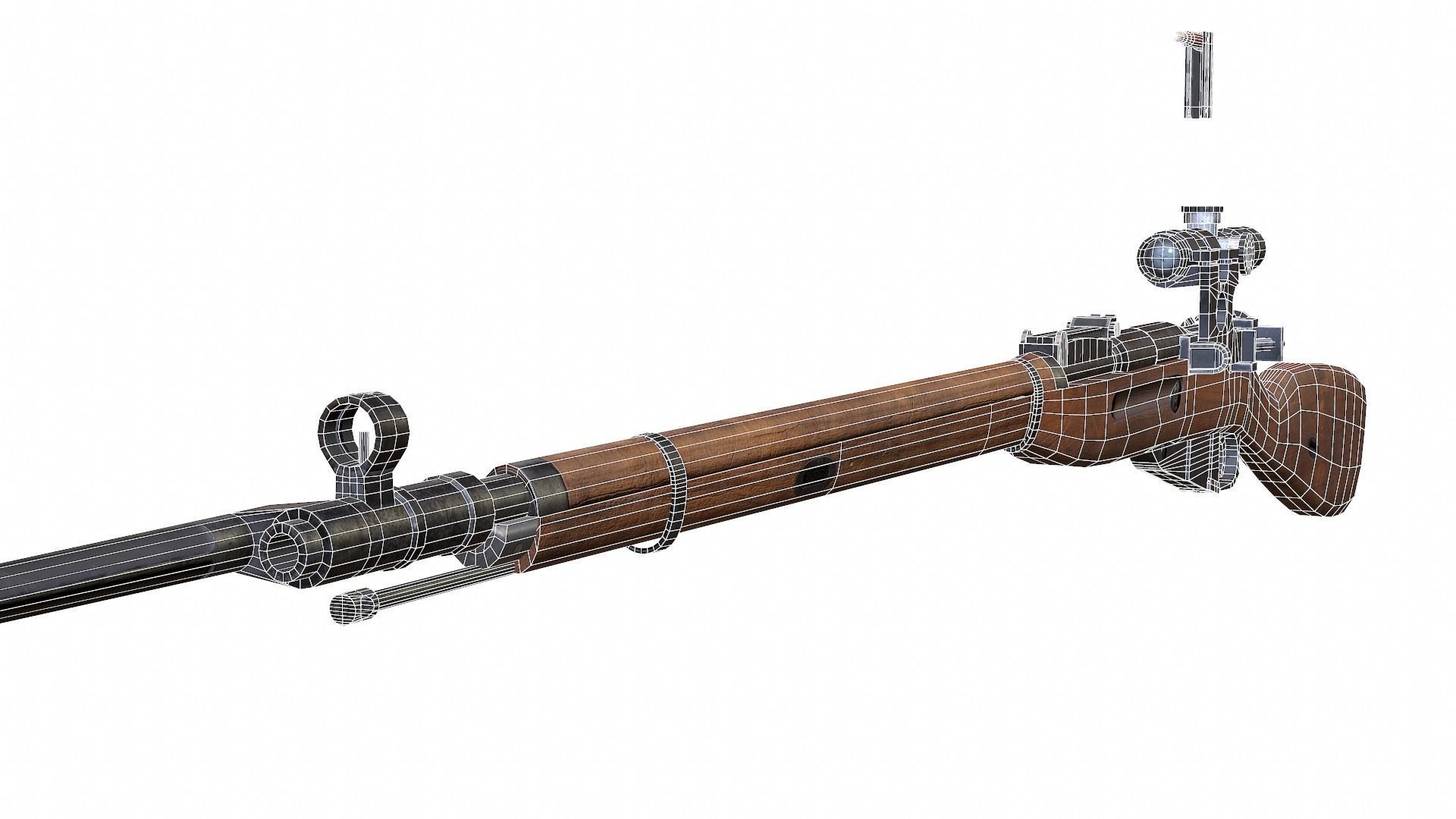 Soviet Mosin-Nagant M38 Low-poly 3D model_26