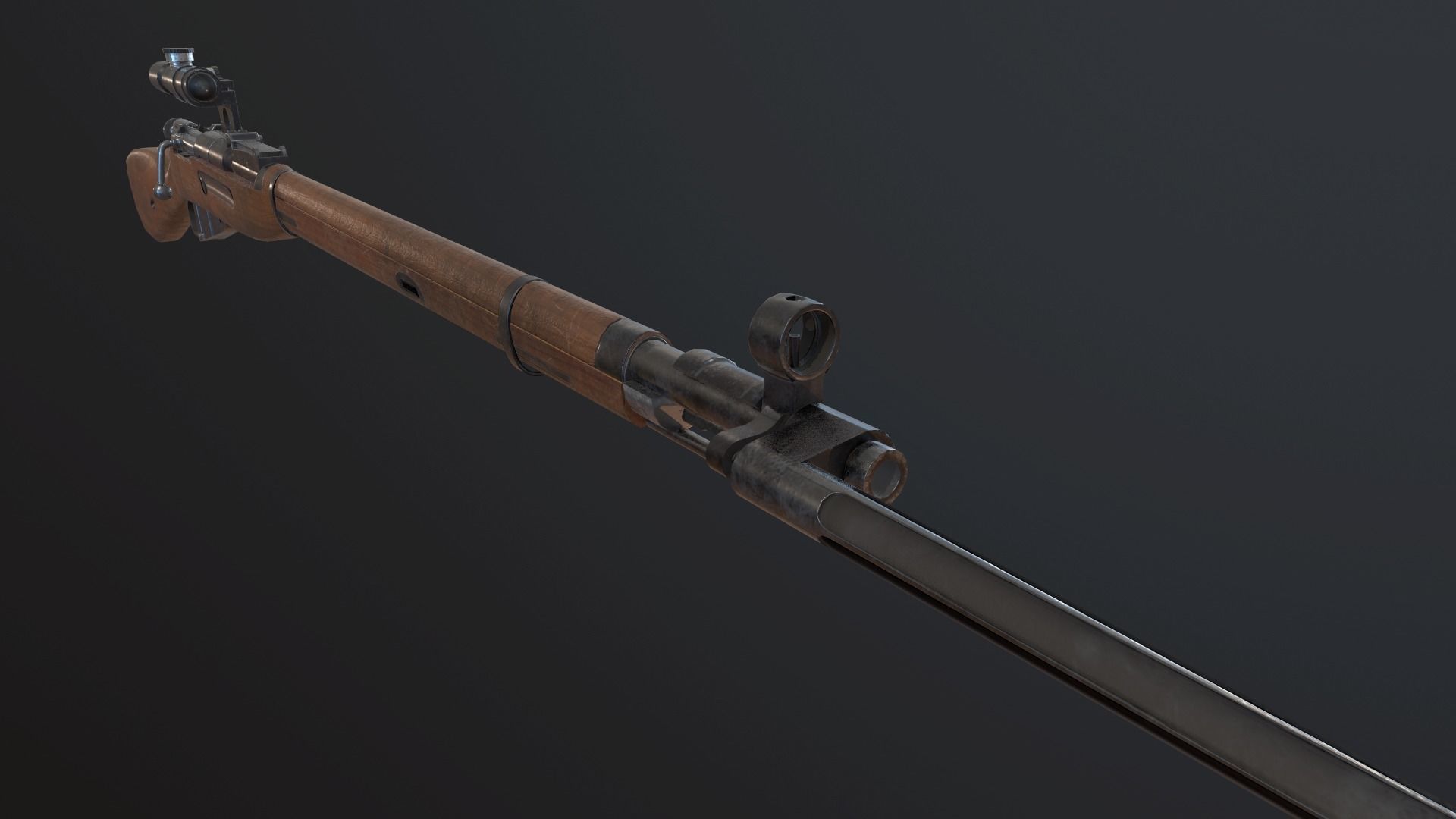 Soviet Mosin-Nagant M38 Low-poly 3D model_8