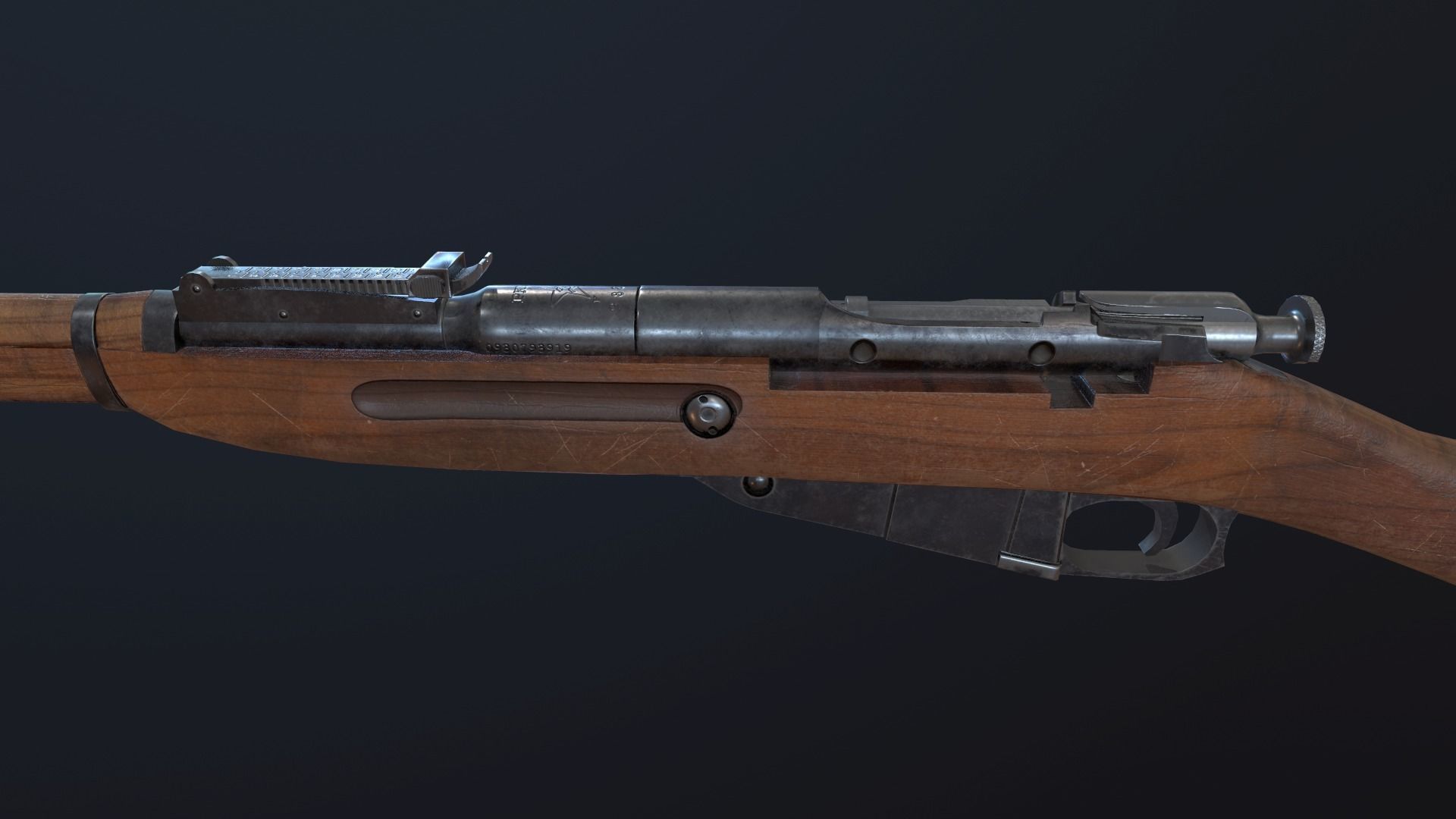 Soviet Mosin-Nagant M38 Low-poly 3D model_6