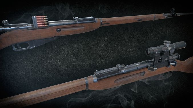 Soviet Mosin-Nagant M38 Low-poly 3D model