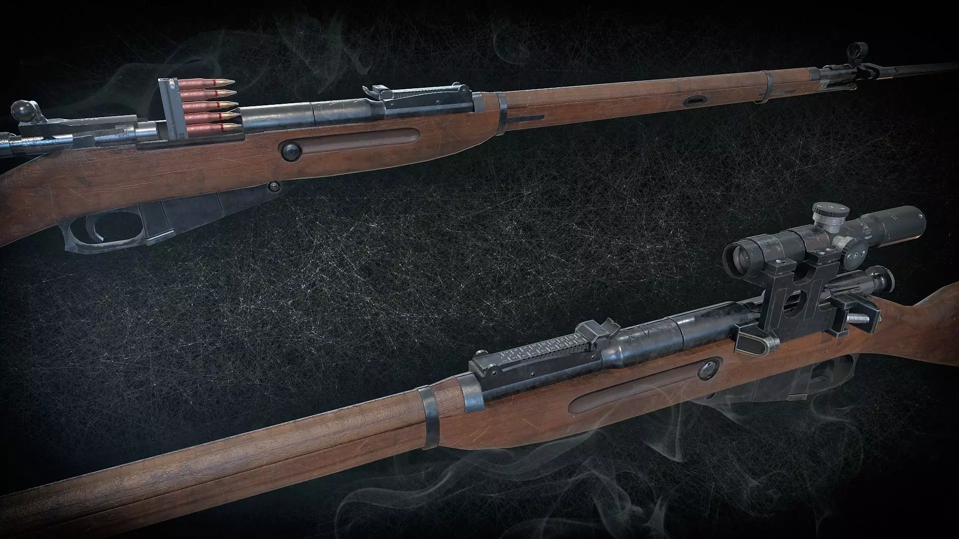 Soviet Mosin-Nagant M38 Low-poly 3D model_0