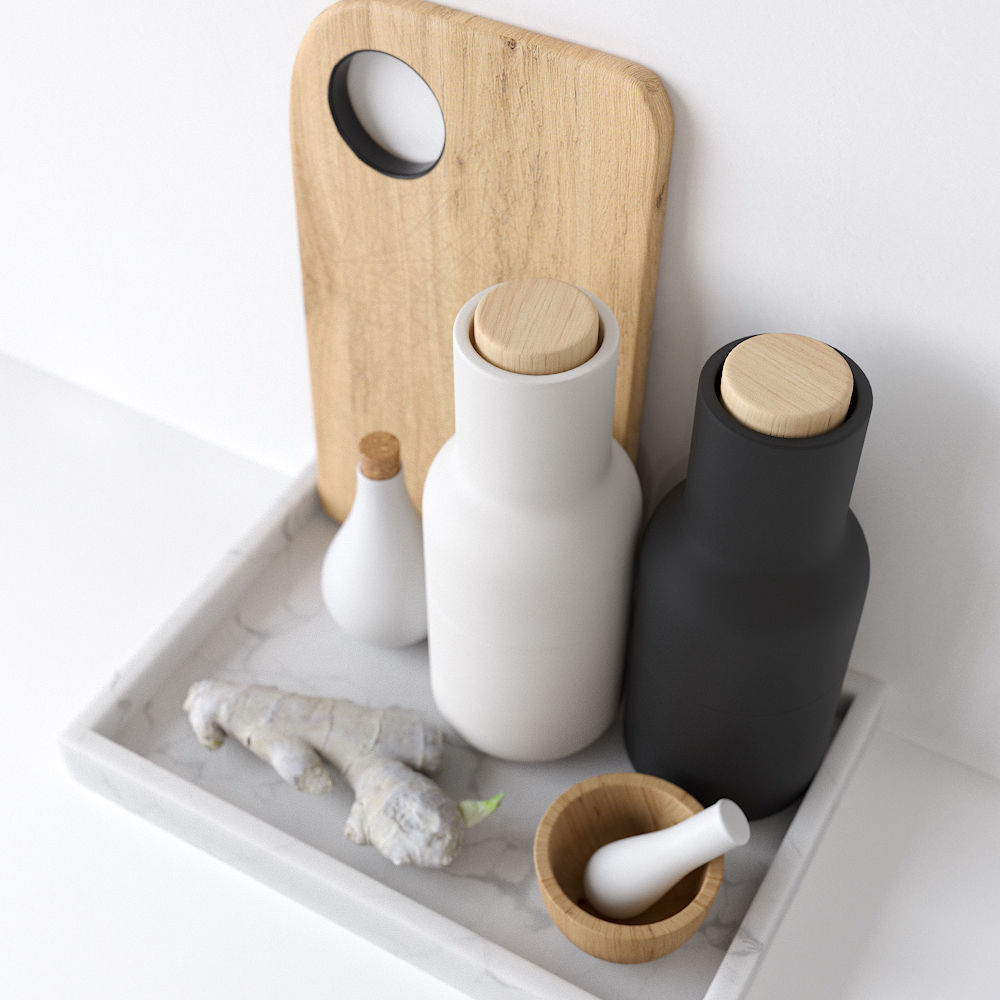 Decor Set Kitchen Menu Grinder 3D model_5