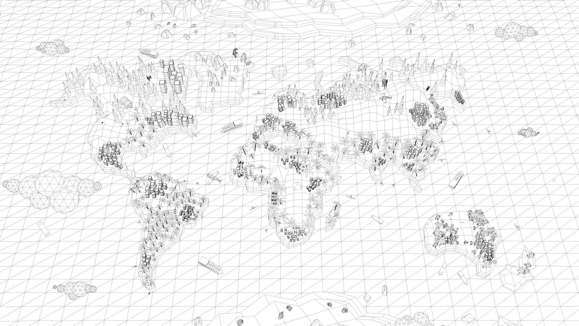 Cartoon Low Poly Earth World Map Low-poly 3D model_8