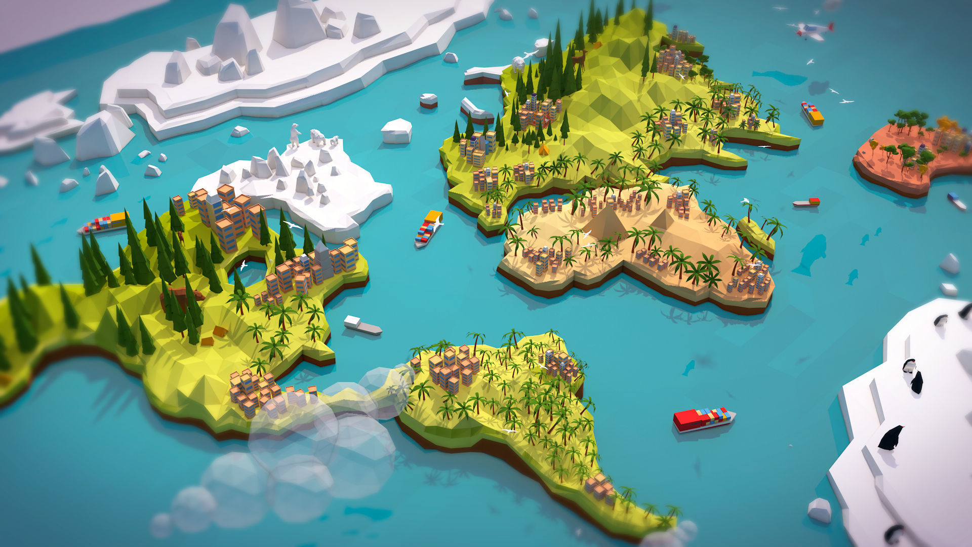 Cartoon Low Poly Earth World Map Low-poly 3D model_1