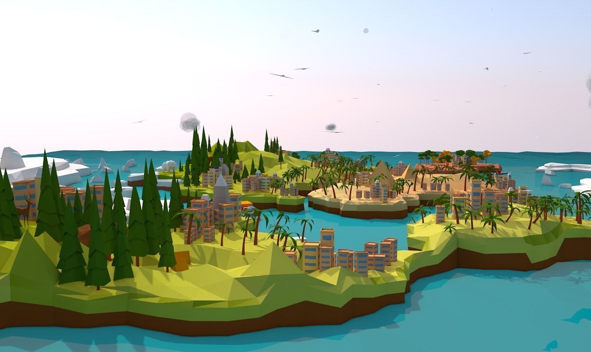 Cartoon Low Poly Earth World Map Low-poly 3D model_7
