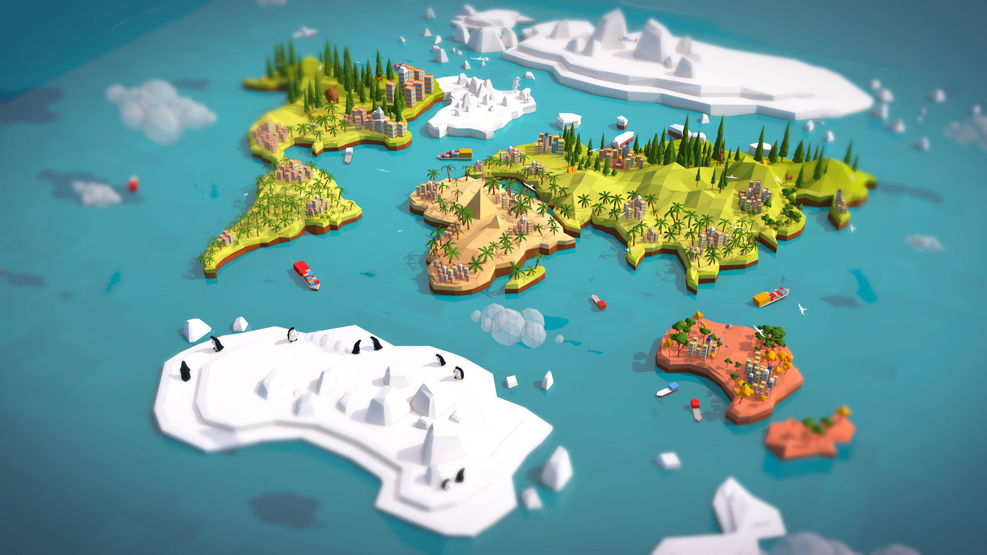 Cartoon Low Poly Earth World Map Low-poly 3D model_2