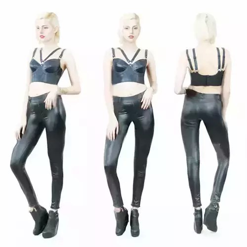 Blonde Latex Girl Low-poly 3D model
