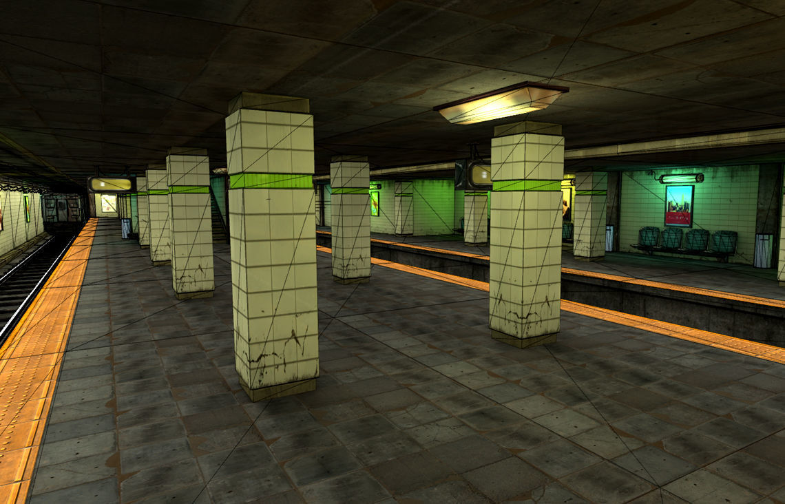 Subway Metro Station Low-poly 3D model_9
