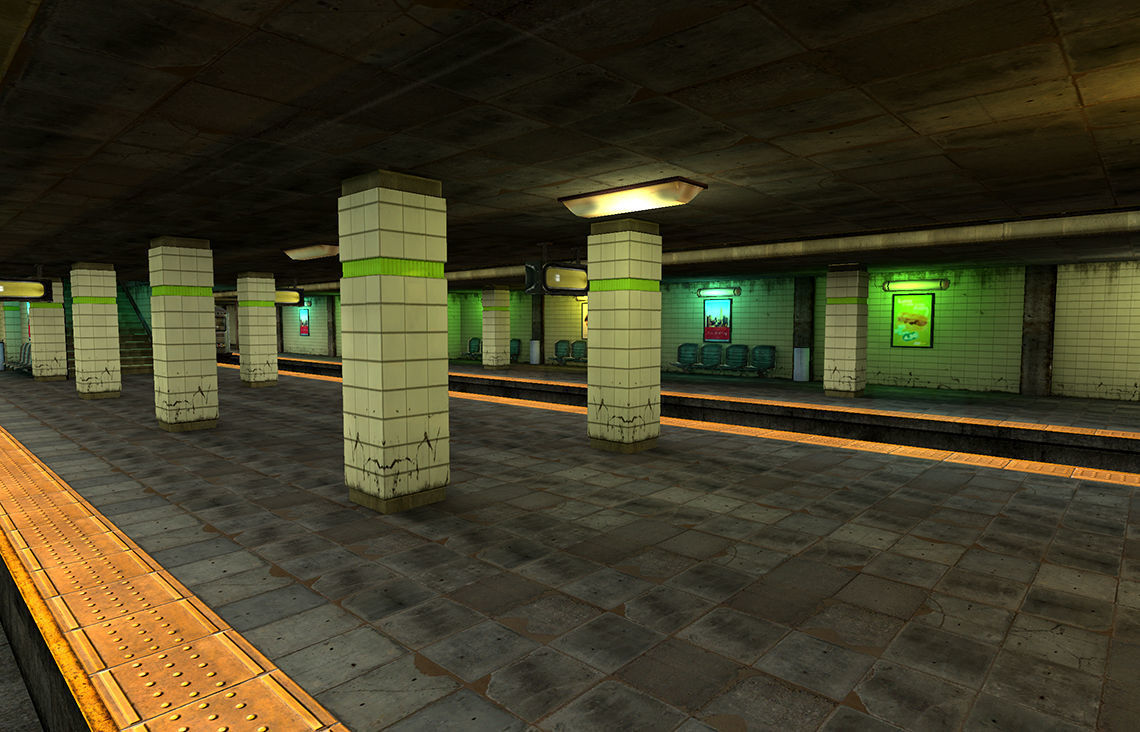 Subway Metro Station Low-poly 3D model_1