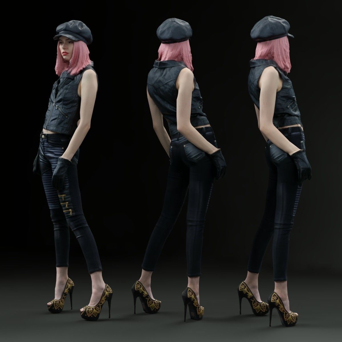 10 Sexy Girls Collection Low-poly 3D model_9