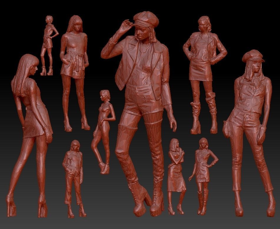 10 Sexy Girls Collection Low-poly 3D model_2
