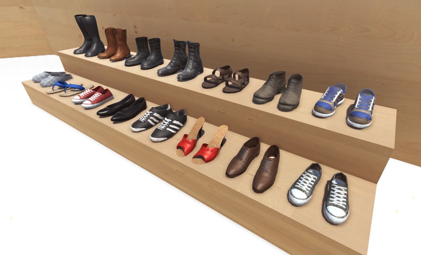 Footwear Collection game - shoes Low-poly 3D model_3