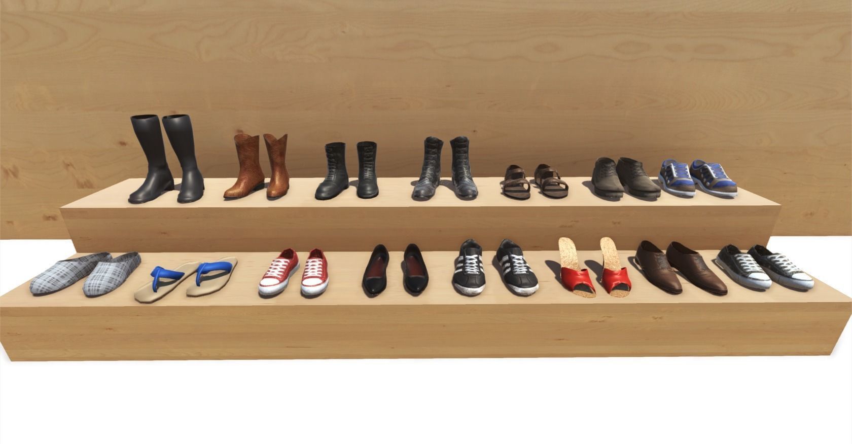 Footwear Collection game - shoes Low-poly 3D model_6