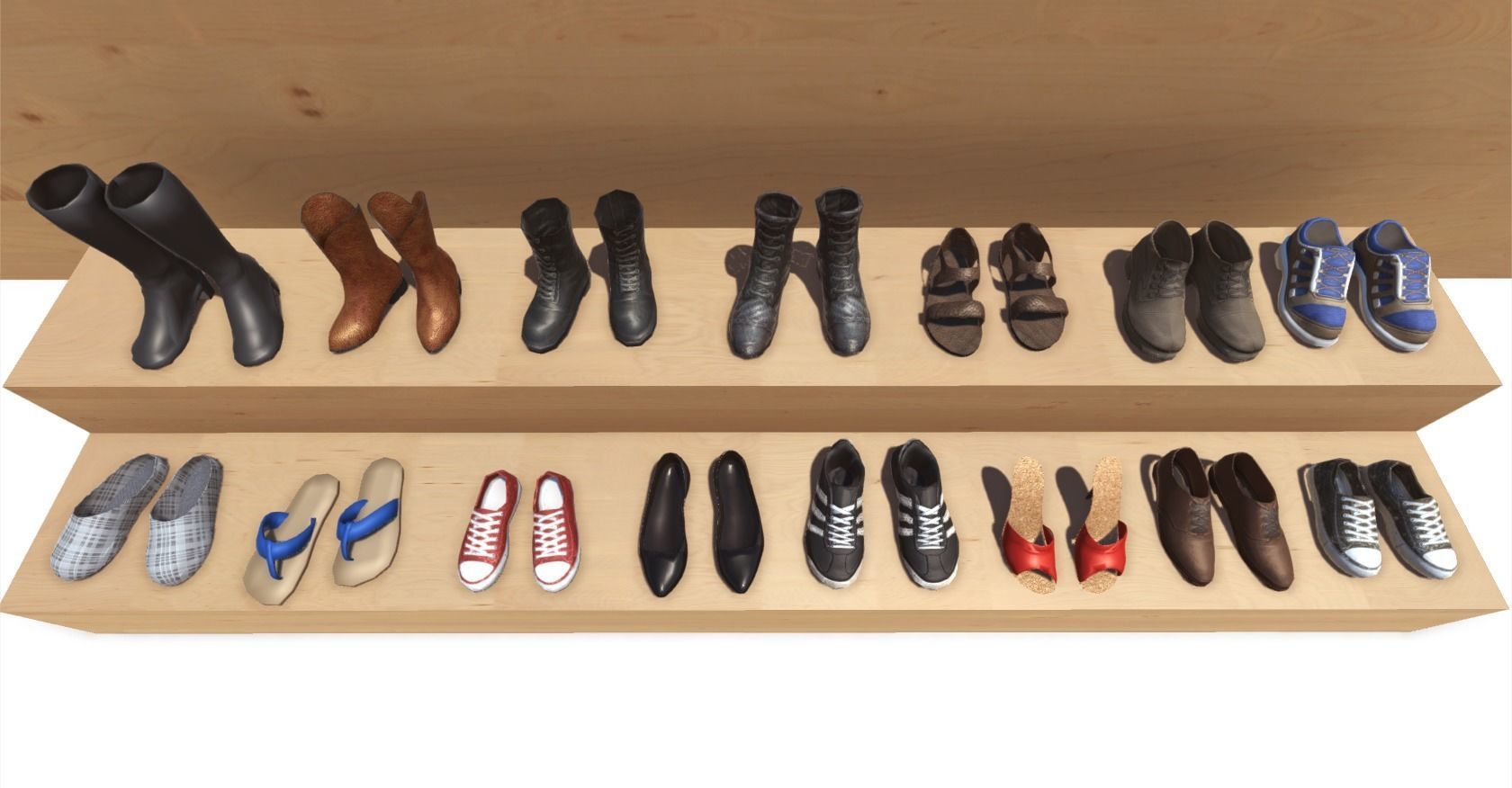 Footwear Collection game - shoes Low-poly 3D model_5