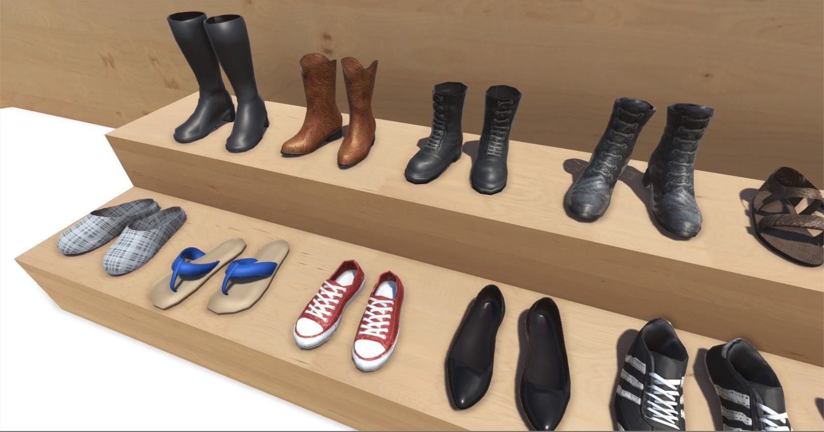 Footwear Collection game - shoes Low-poly 3D model_4