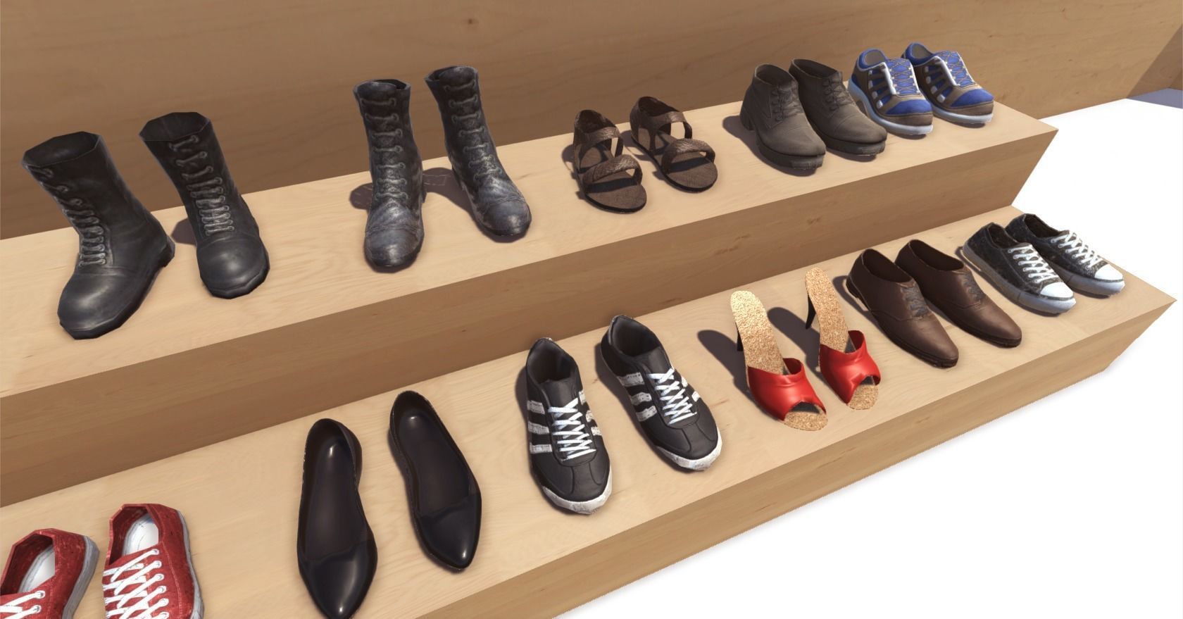 Footwear Collection game - shoes Low-poly 3D model_2