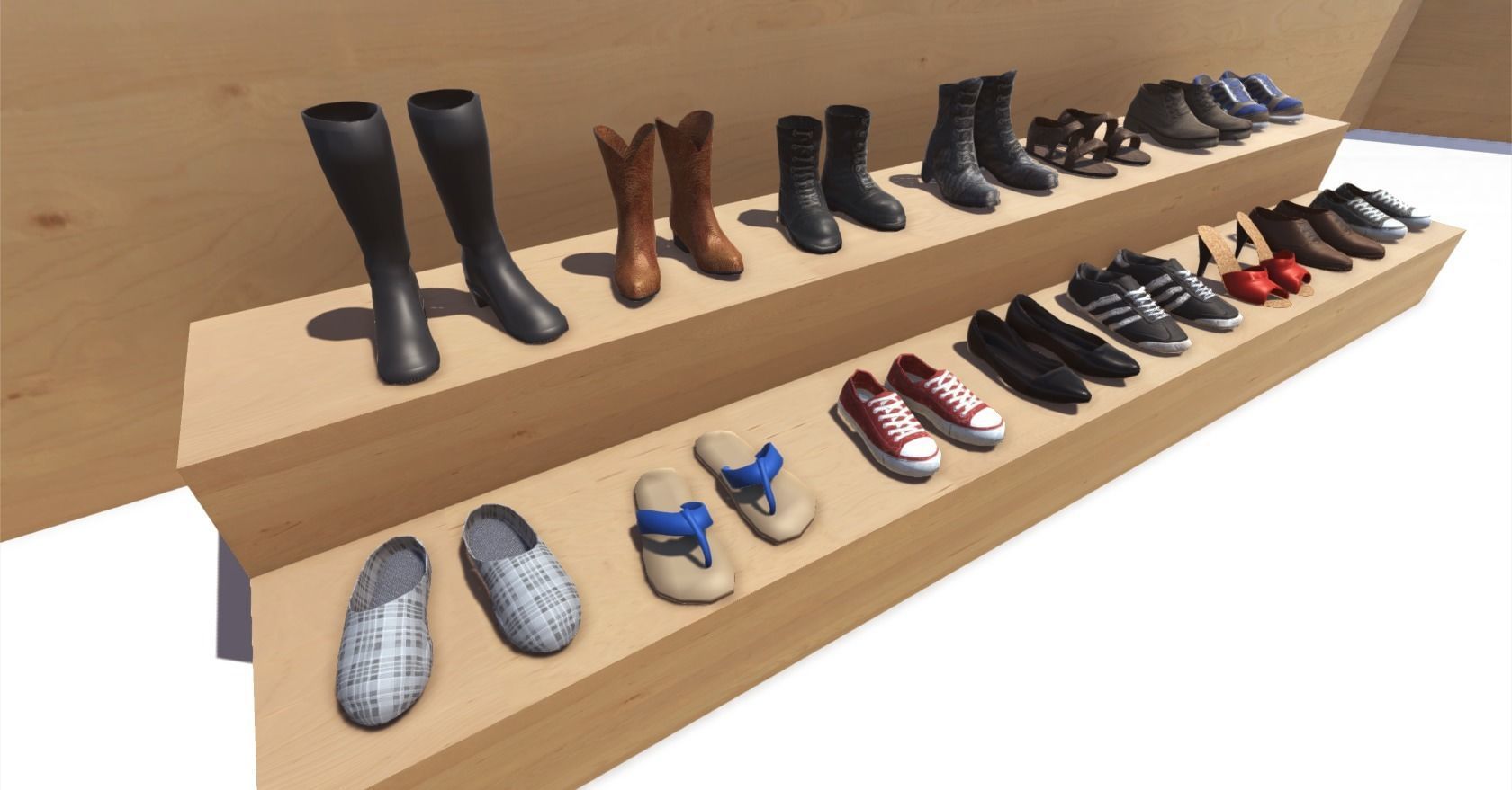 Footwear Collection game - shoes Low-poly 3D model_7