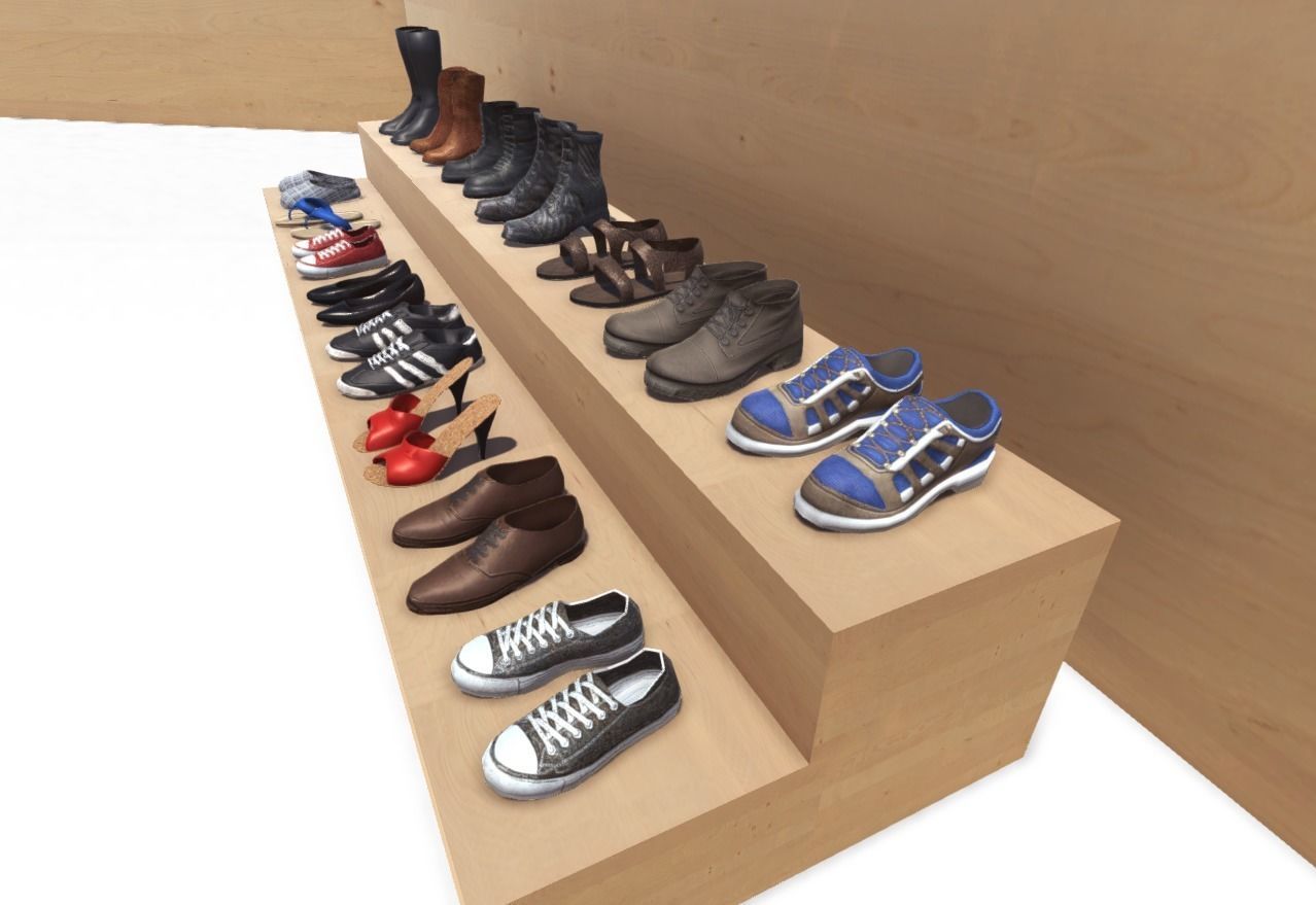 Footwear Collection game - shoes Low-poly 3D model_1