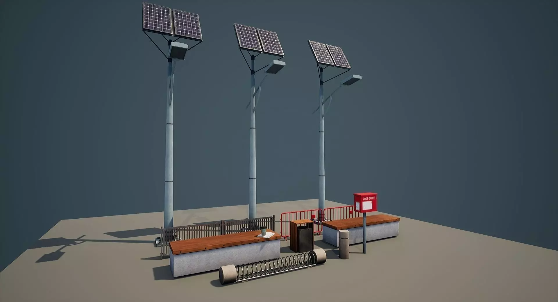 Modular Street Asset Pack 01 Free low-poly 3D model_0