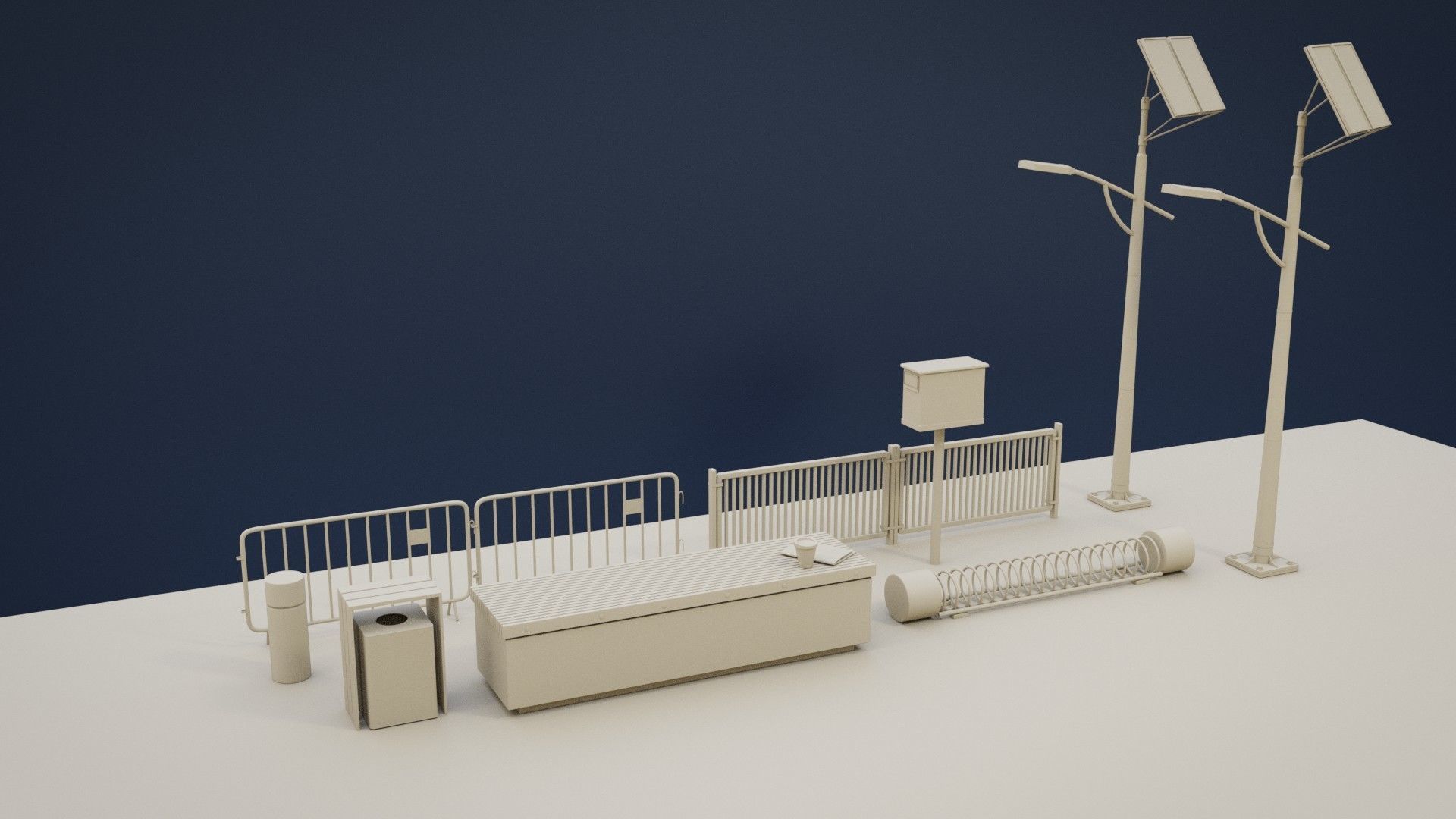 Modular Street Asset Pack 01 Free low-poly 3D model_12