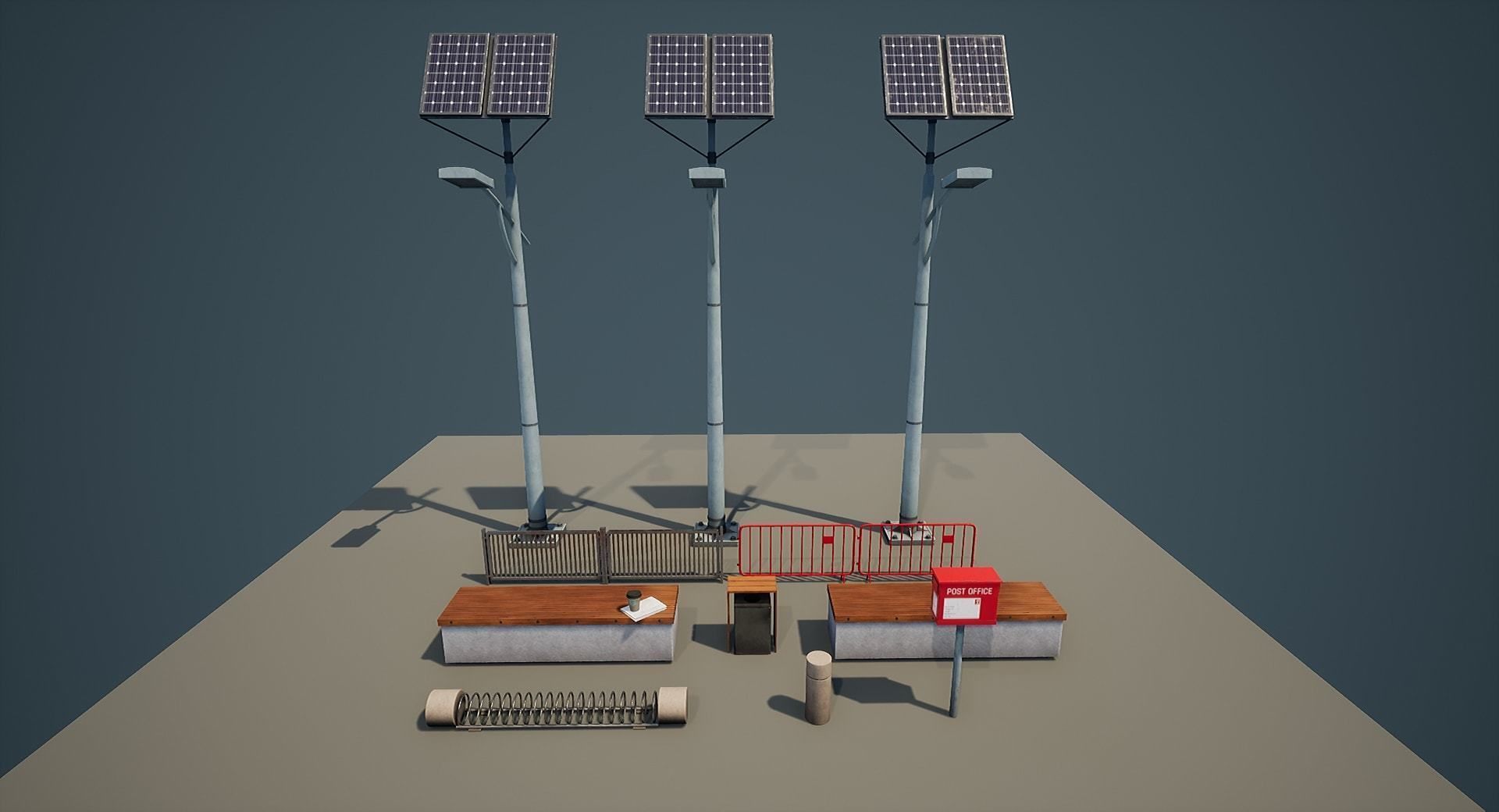 Modular Street Asset Pack 01 Free low-poly 3D model_1