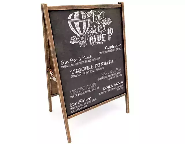 Sidewalk chalkboard- PBR  Game-Ready Low-poly 3D model
