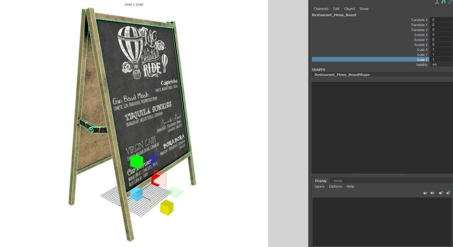 Sidewalk chalkboard- PBR  Game-Ready Low-poly 3D model_2