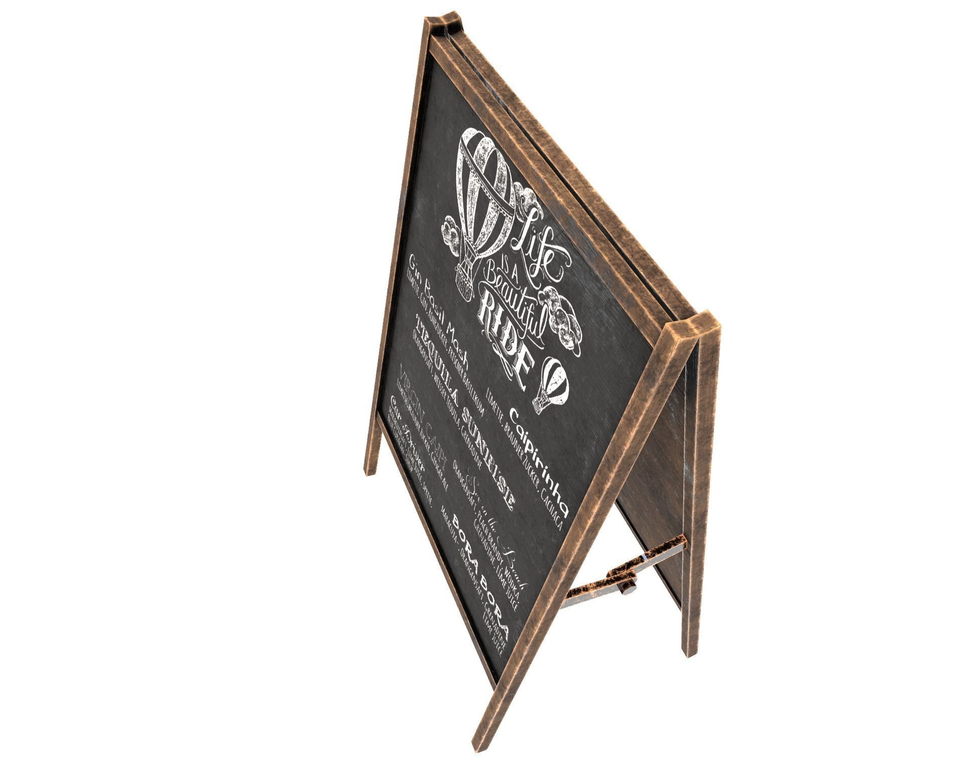 Sidewalk chalkboard- PBR  Game-Ready Low-poly 3D model_4