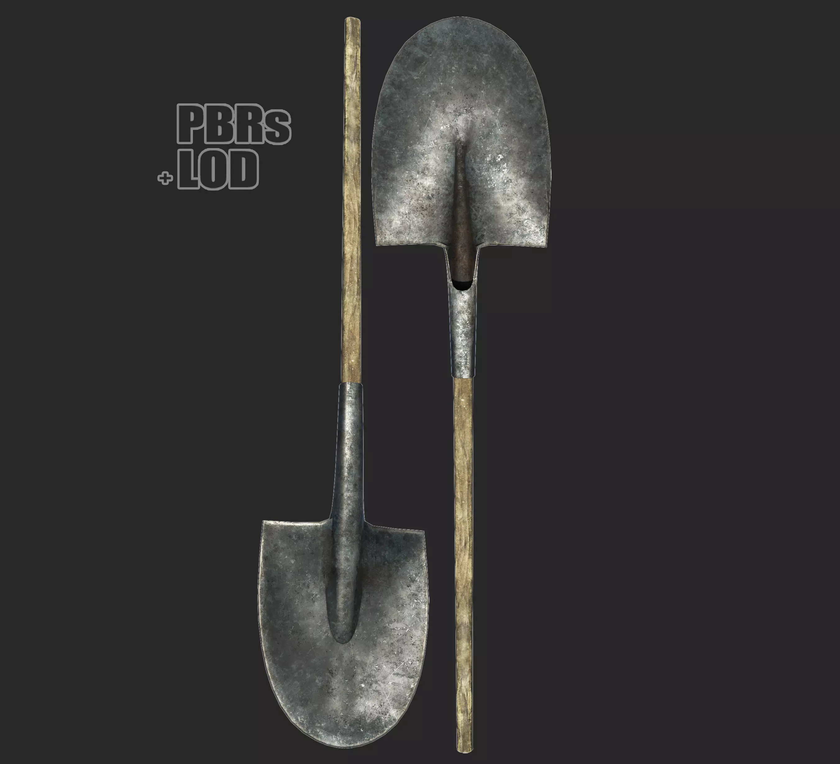 shovel metal Low-poly 3D model_0