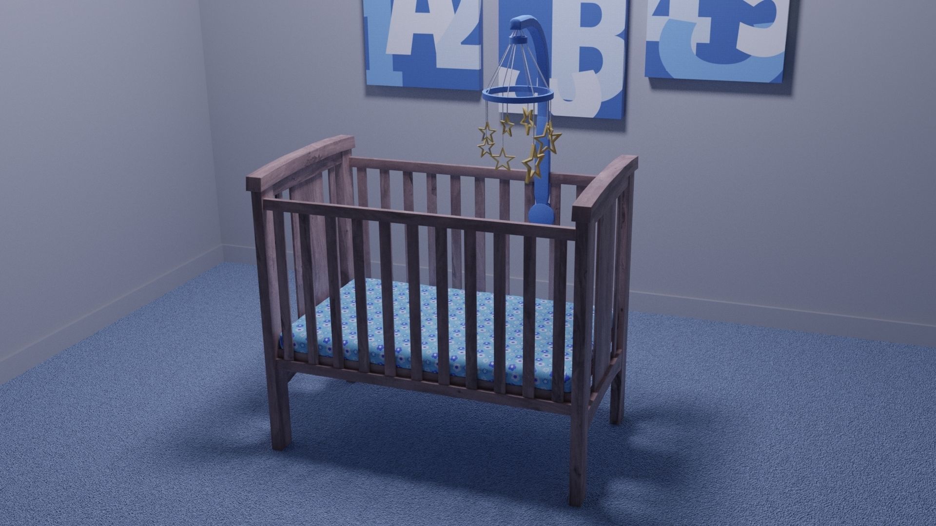 Crib and Mobile 3D model_2