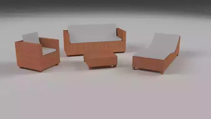 Low Poly Wicker Furniture Pack 2