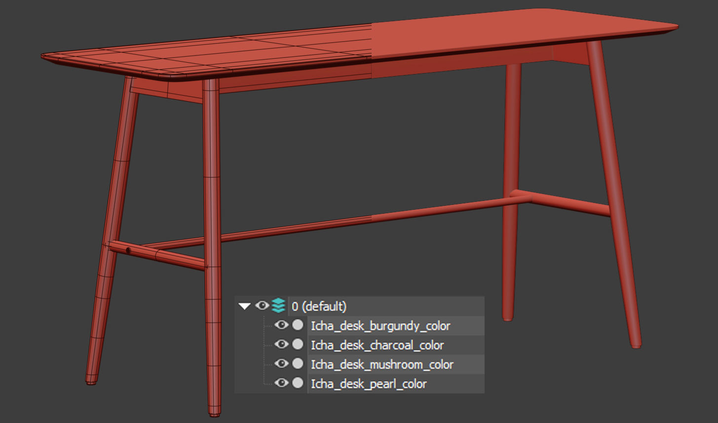 Icha desk Low-poly 3D model_6
