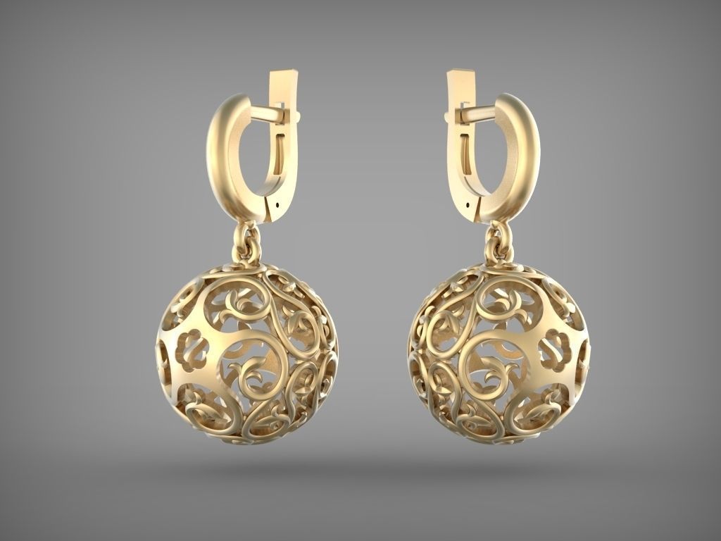 Earrings - Ball 3D print model_1