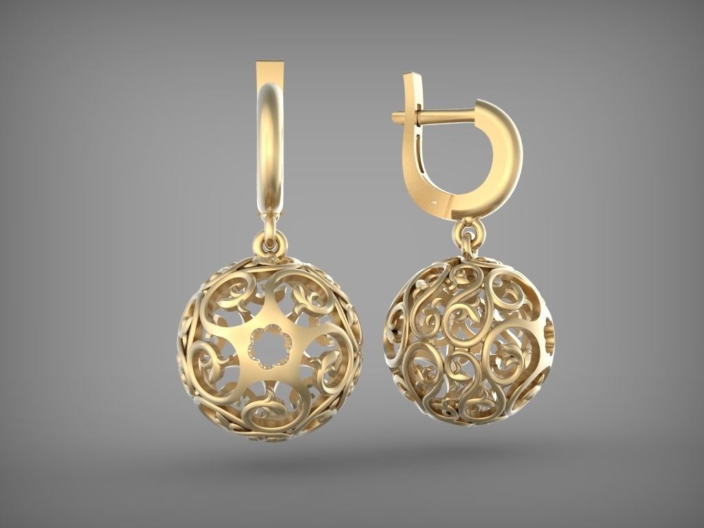 Earrings - Ball 3D print model_2