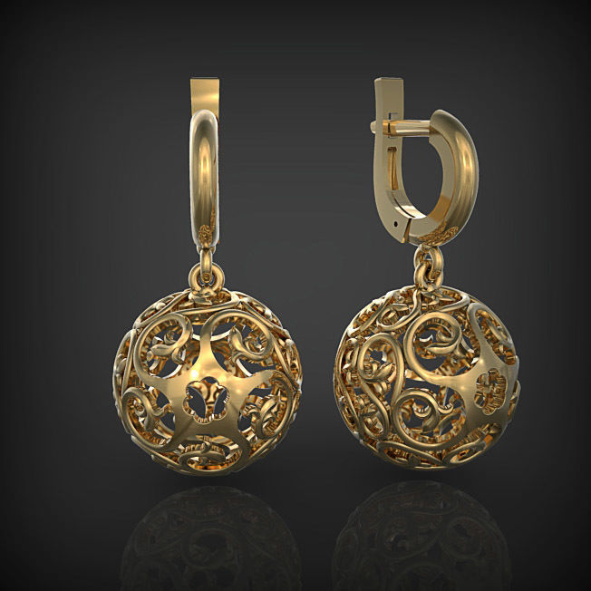 Earrings - Ball 3D print model_0