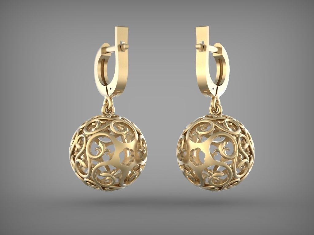 Earrings - Ball 3D print model_3