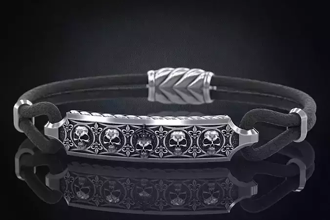 Bracelet with skulls under the skin magnetic clasp 295 3D print model