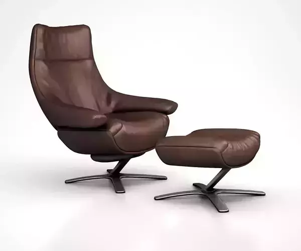 Natuzzi Re-Vive Leather Recliner and  Ottoman Set by West Elm
