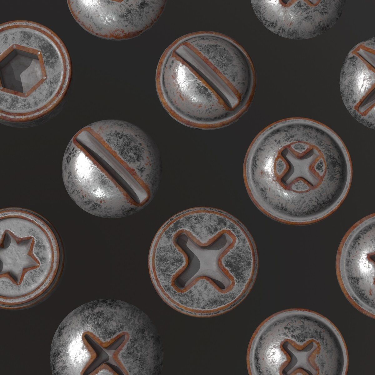 Screw Heads Collection 3D model_2