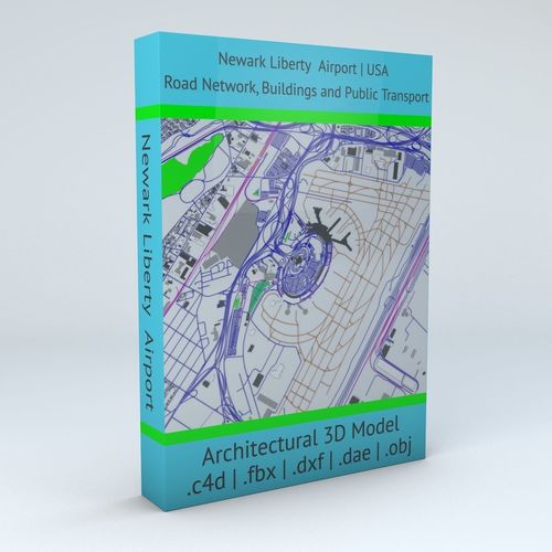 Newark Liberty EWR Airport Roads Buildings and Public Transport 3D model