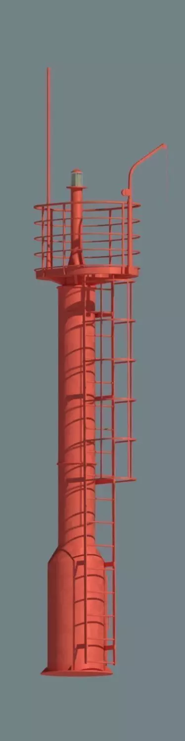 Signal and base station navigation mark Low-poly 3D model_0