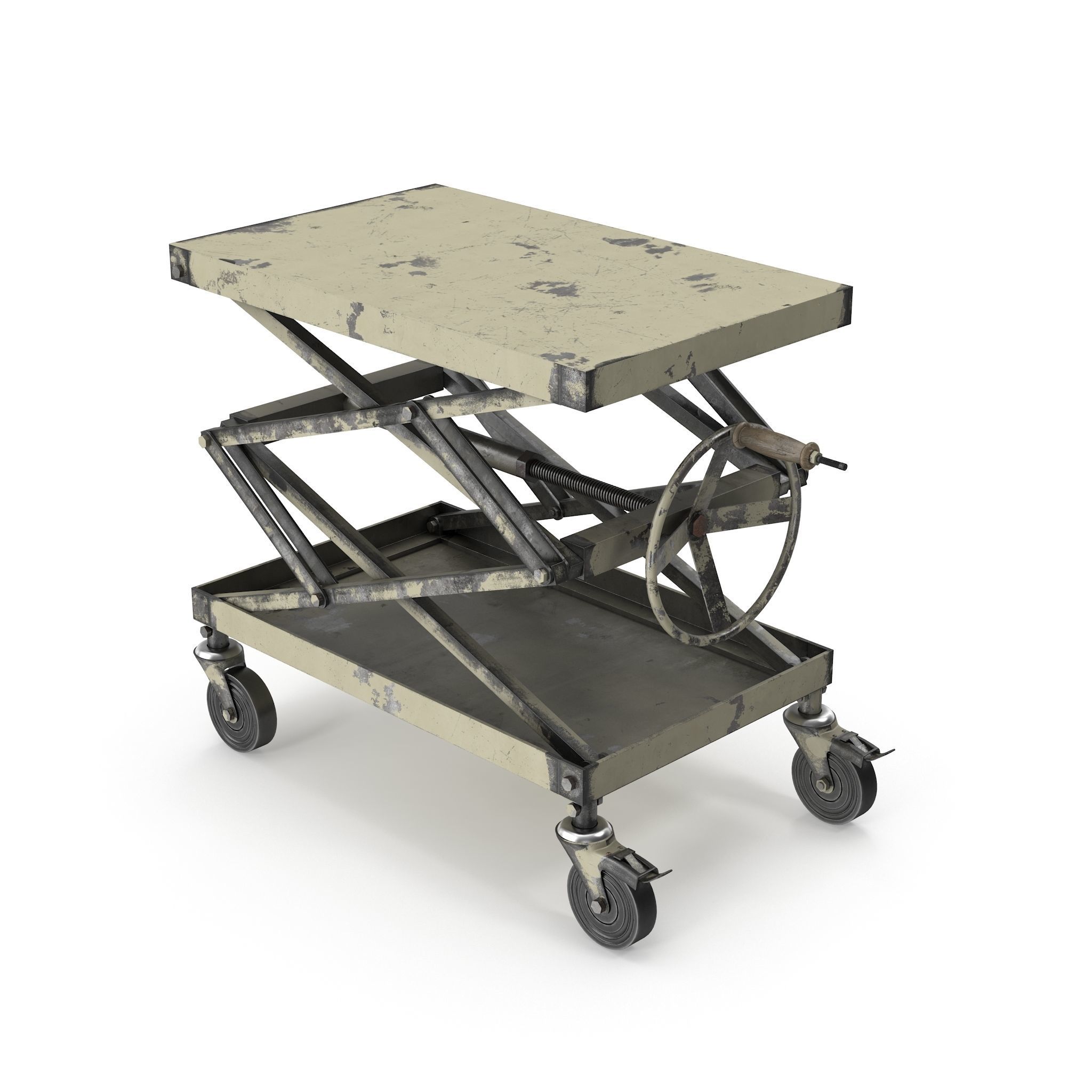 Metal Industrial table 3D model_2
