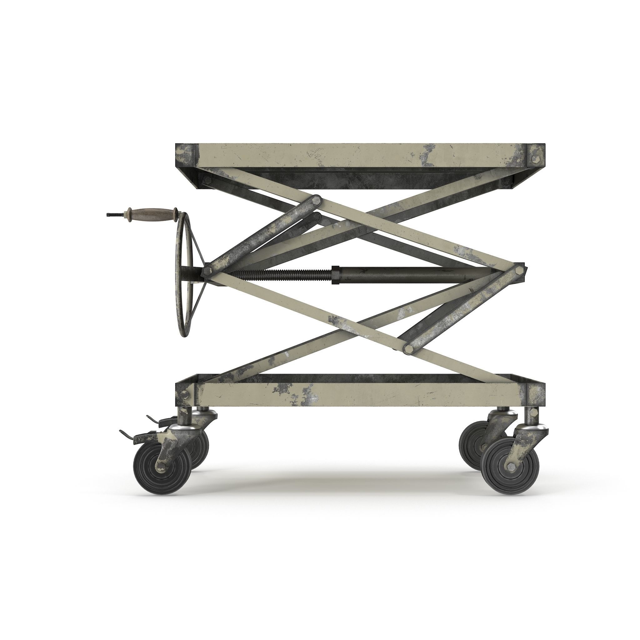 Metal Industrial table 3D model_4