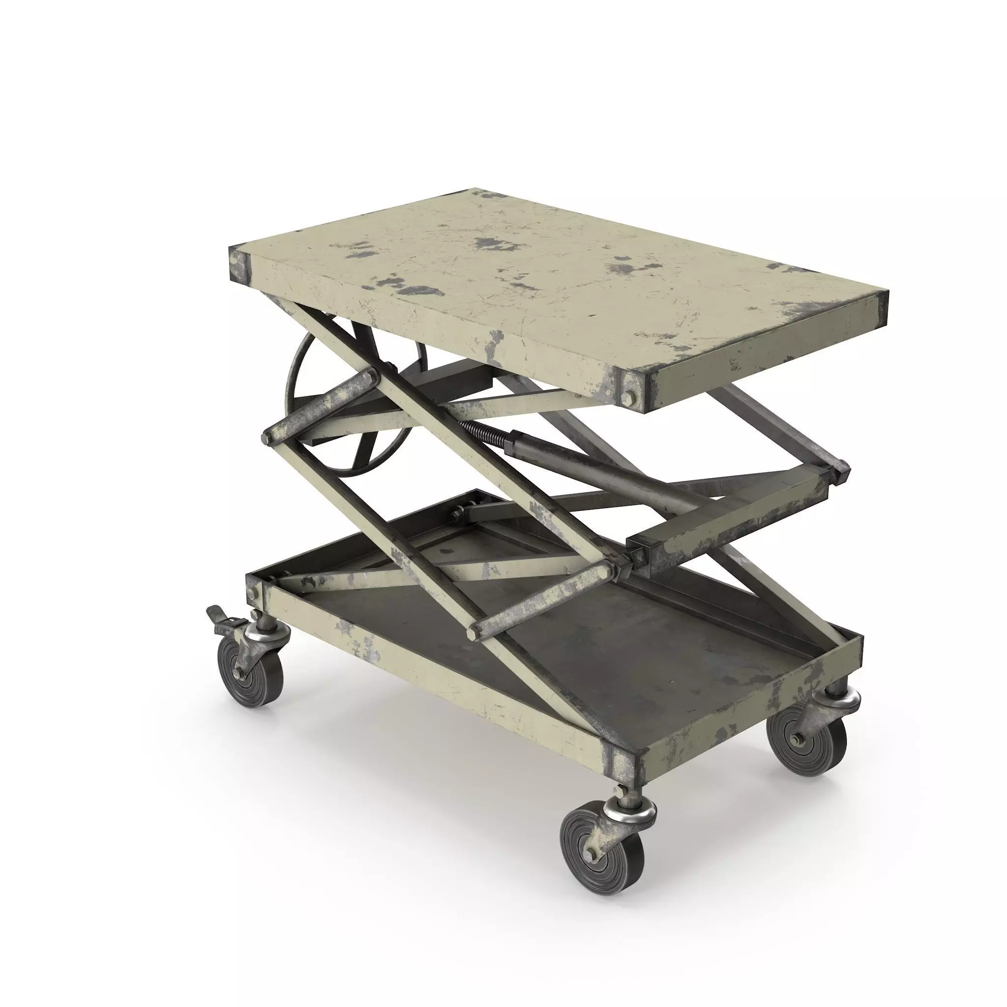 Metal Industrial table 3D model_0