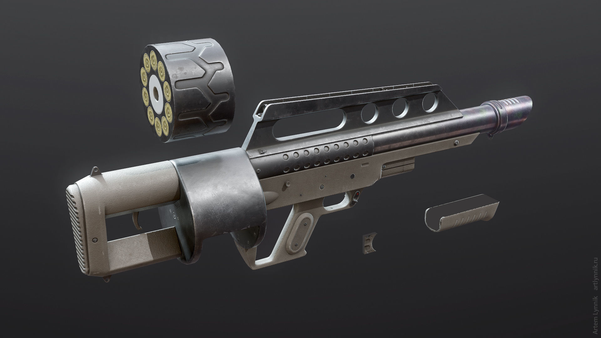 Pancor Jackhammer Shotgun Low-poly 3D model_7