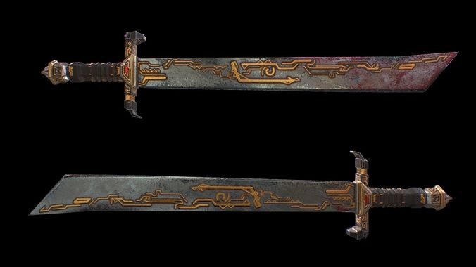 Low poly fantasy sword weapon asset Low-poly 3D model