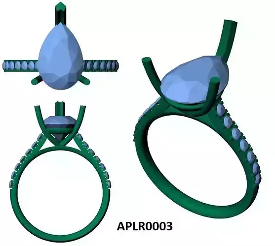 APLR0003-3CT PEAR SOLITAIRE 3D print model