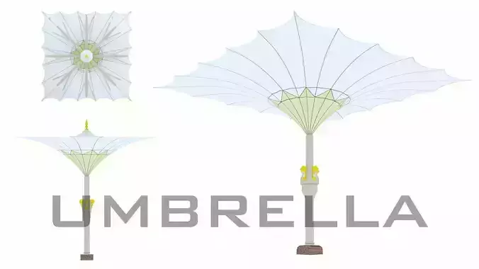 Umbrella with flower design Low-poly 3D model