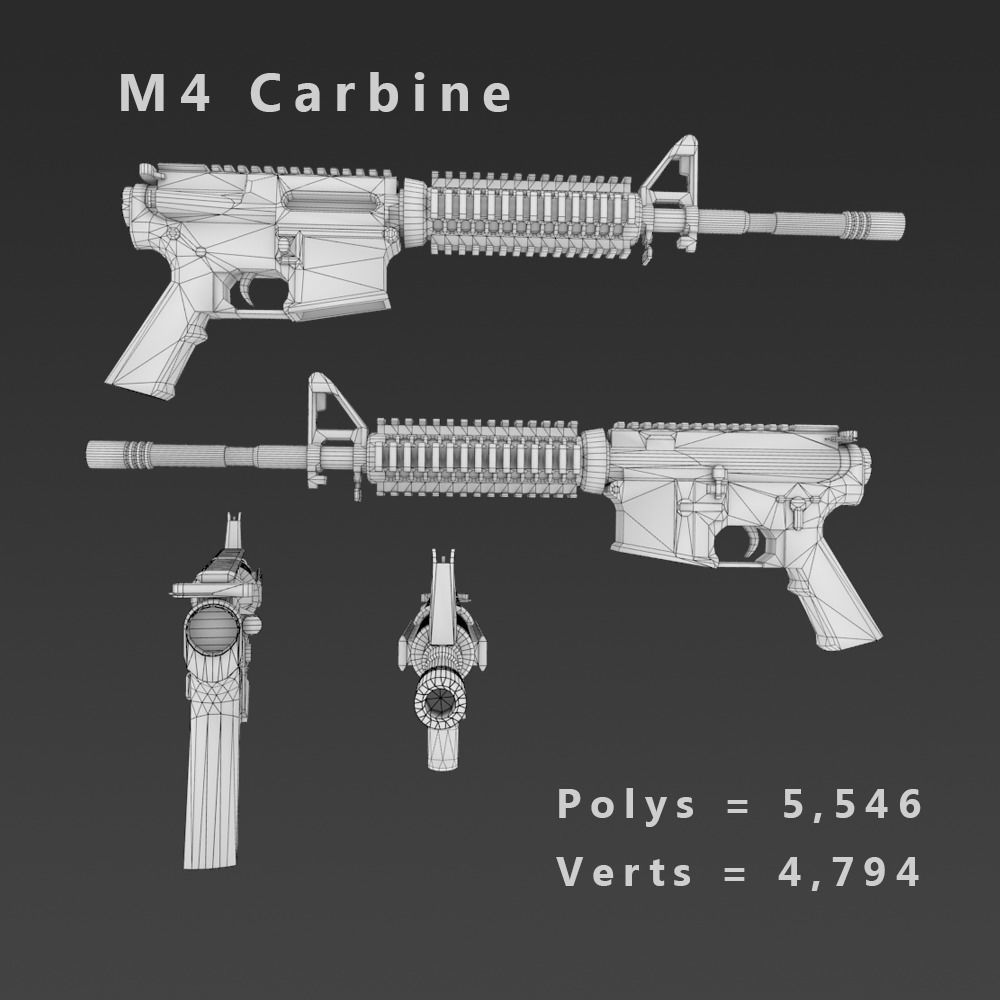 3D model M4 Carbine Assult Rifle VR / AR / low-poly | CGTrader